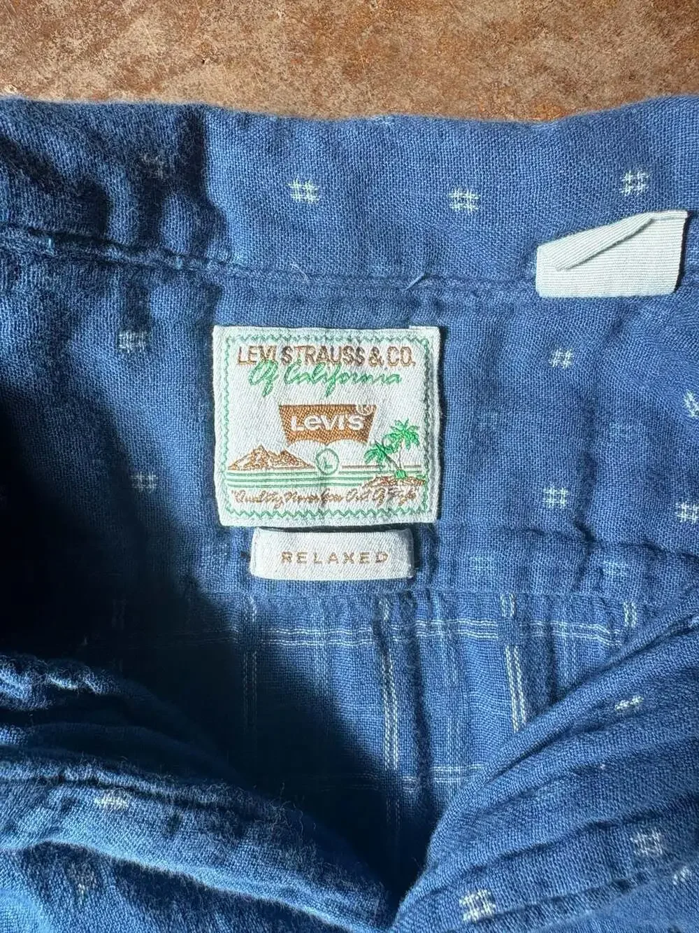 Levi's Strauss & Co. Relaxed Fit Blue Geometric Print Short Sleeve Camp Shirt